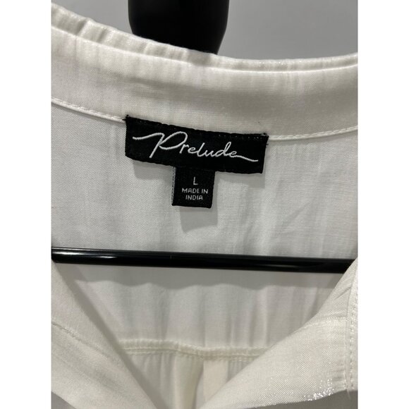 Prelude Sleeveless Button Down Blouse White Sz L - Picture 4 of 10